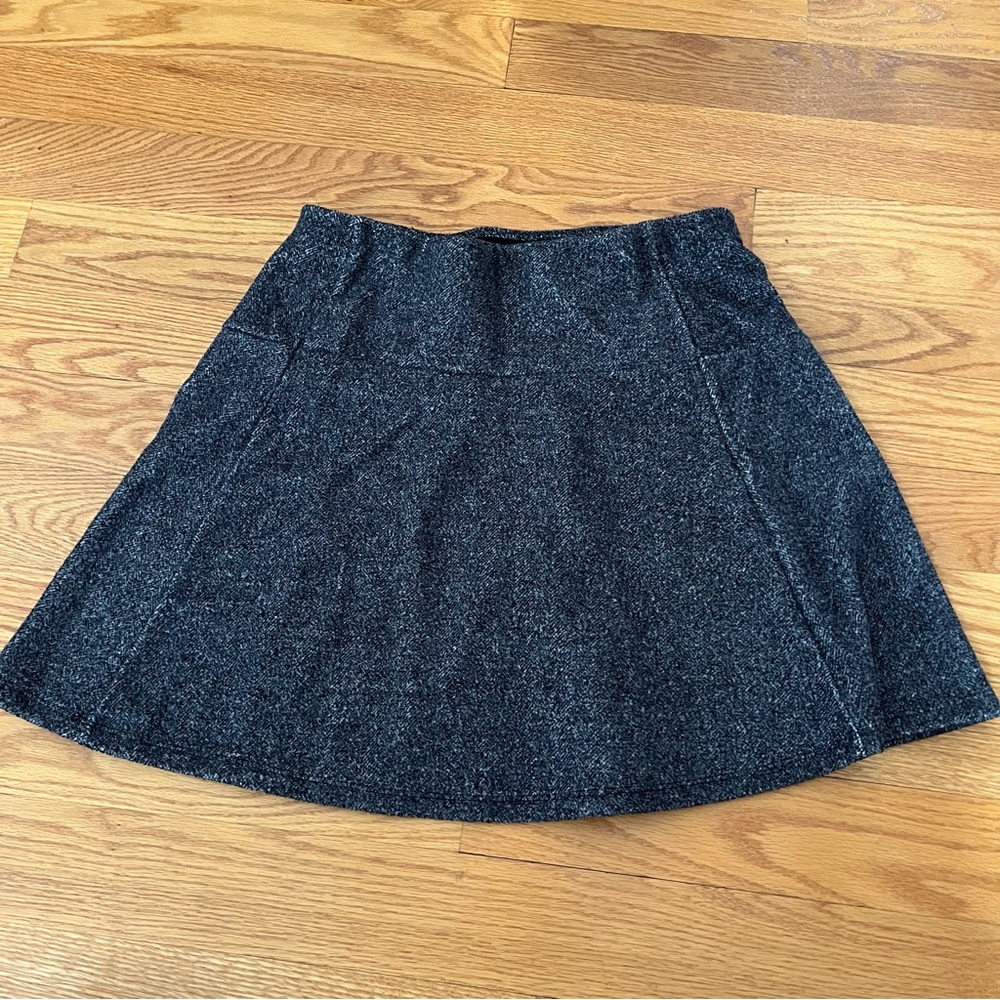 LOFT Flare Mini Skirt - Heather Dark Gray - Flounce - Winter- Holiday